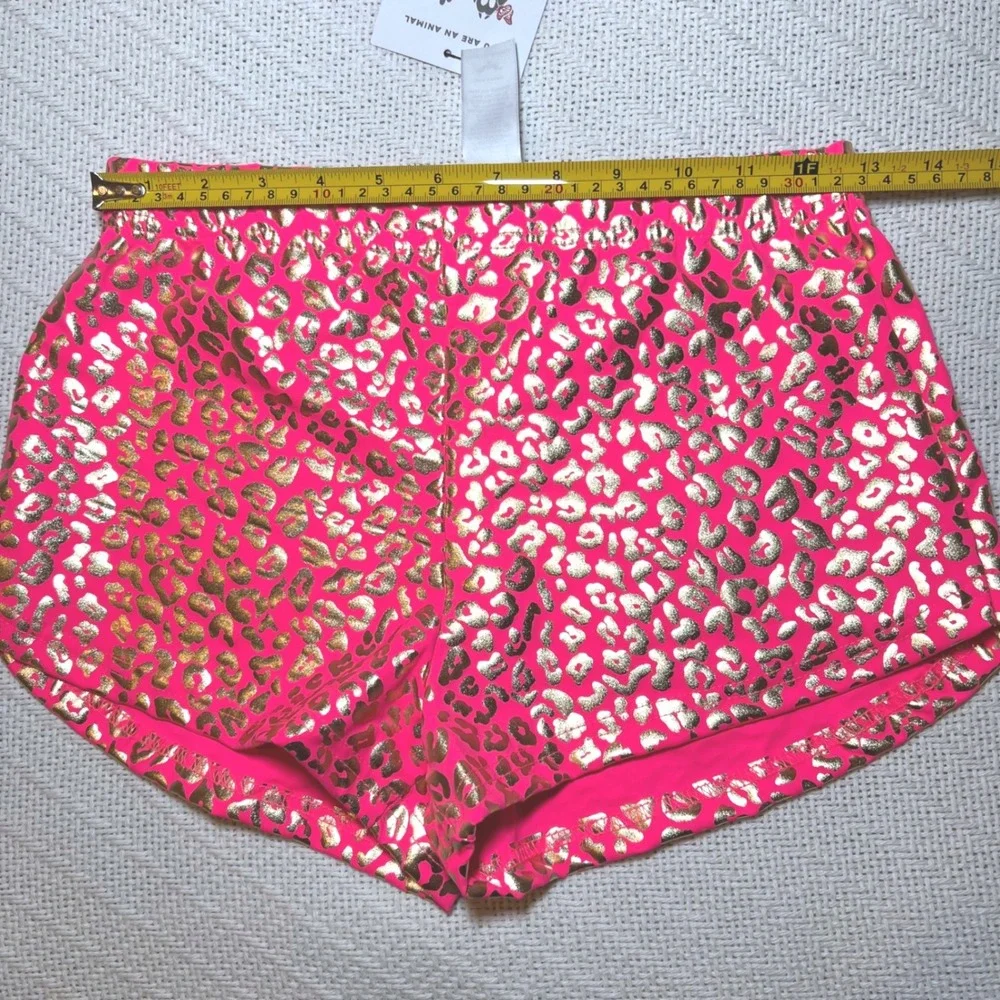 SpiritHoods Booty Shorts Neon Pink Gold Foil Leopard Print Rave Festival M